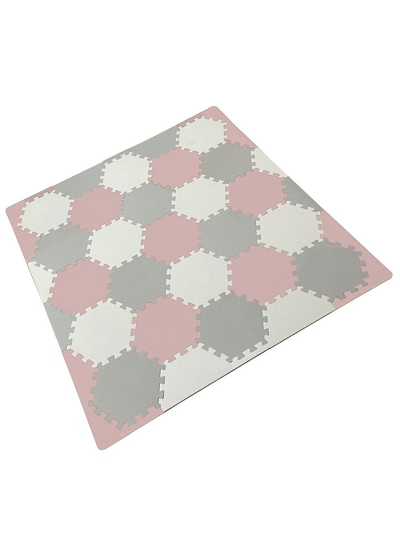 Bumble & Bird - BabySafe Play Mat - Hexagonal Pink/Cream