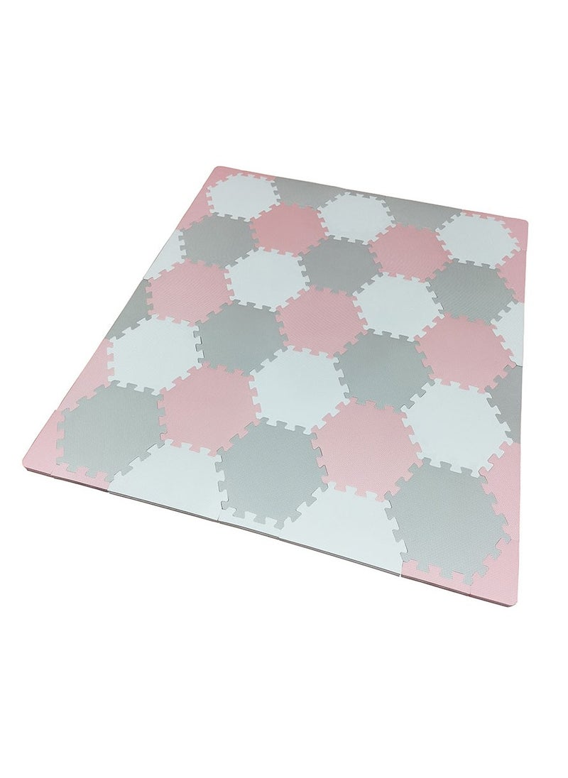 Bumble & Bird - BabySafe Play Mat - Hexagonal Pink/Cream