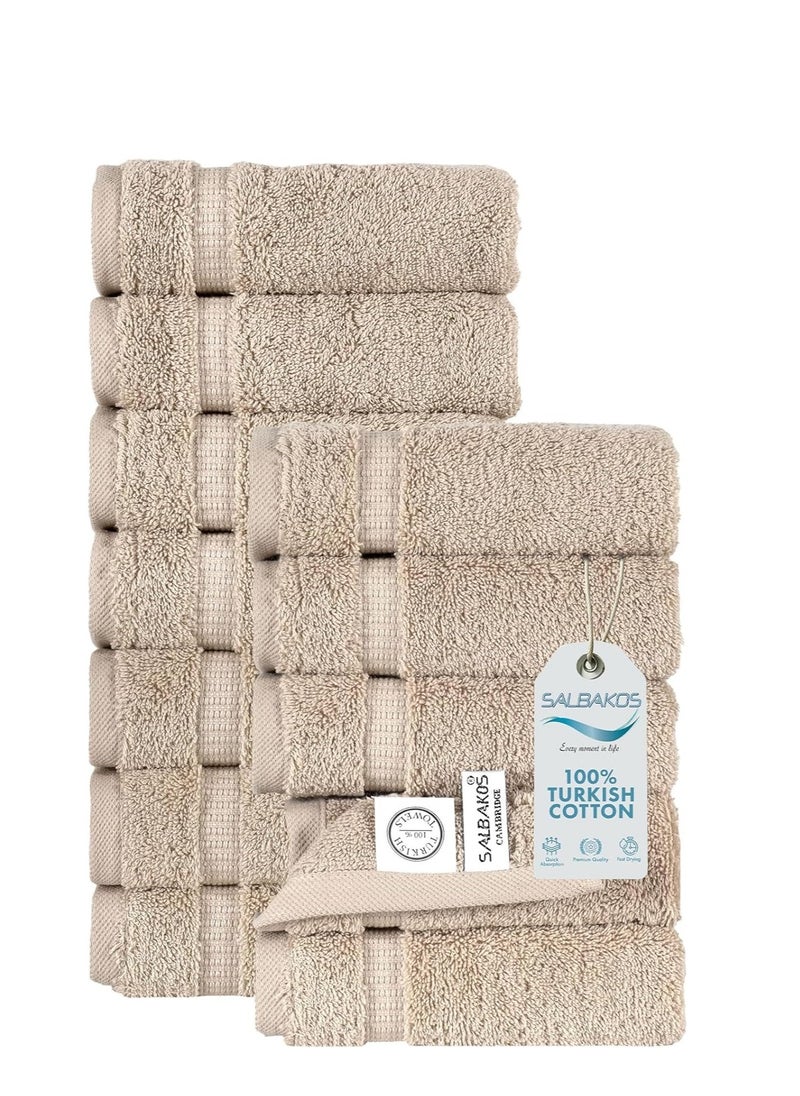 SALBAKOS - Premium Washcloths 12 Pack Set, 100% Turkish Cotton, Highly Absorbent & Quick Dry, Face Towels Wash Cloths for Hotel, Spa & Gym | 13