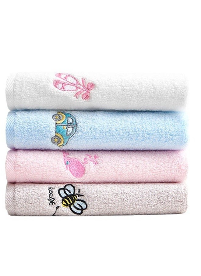 Bathroom Hand Towel 4 Sets,100% Cotton BathTowel/Face Towel Soft Absorbent Towel, Suitable For Adult And Children Bathroom kitchen,30×30CM(pink White Blue Grey)