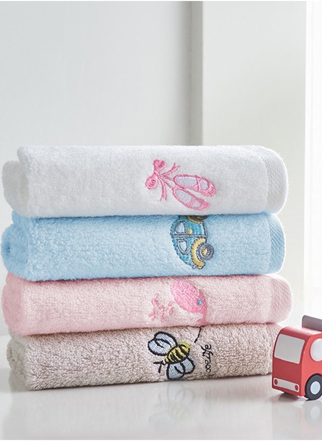 Bathroom Hand Towel 4 Sets,100% Cotton BathTowel/Face Towel Soft Absorbent Towel, Suitable For Adult And Children Bathroom kitchen,30×30CM(pink White Blue Grey)