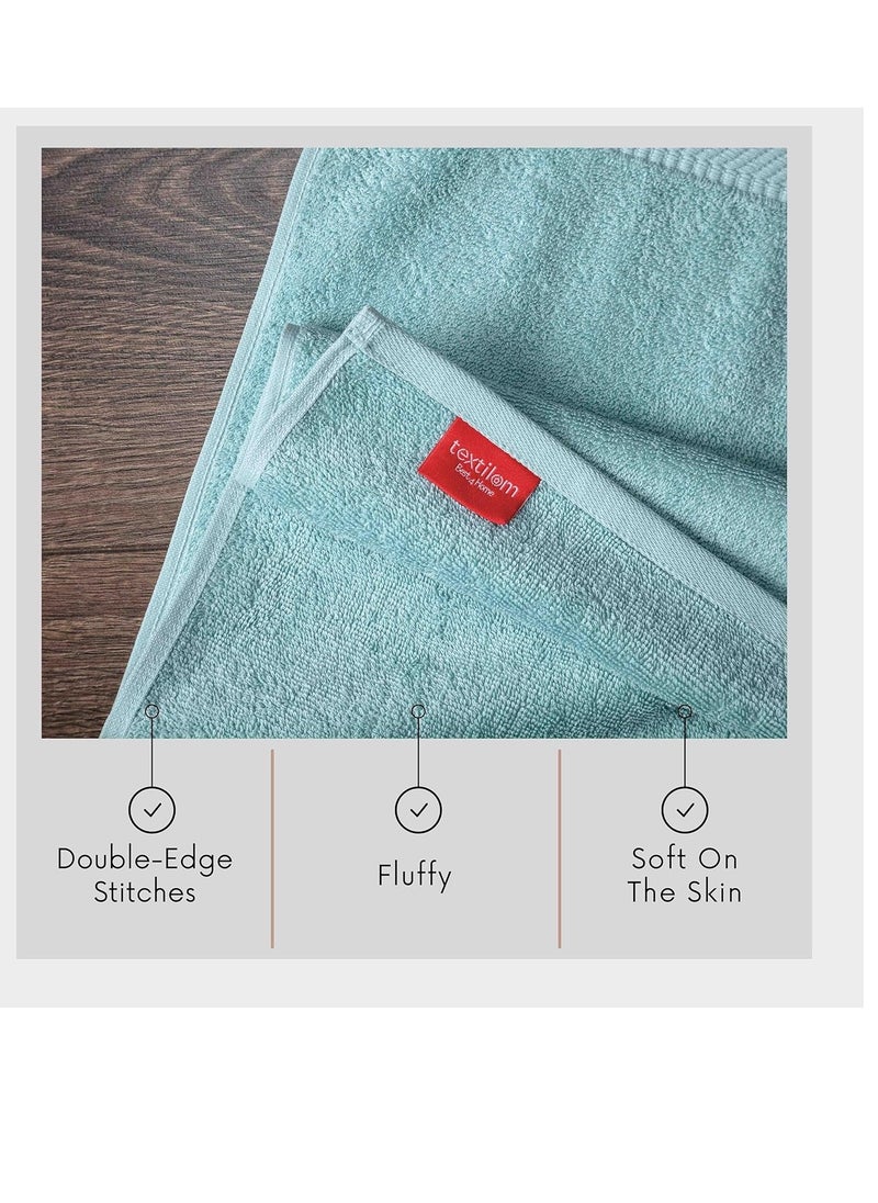 TEXTILOM 100% Turkish Cotton 4 Piece Luxury Washcloth Towel Set for Bathroom & Kitchen, Thick & Super Soft & Highly Absorbent & Quick Dry for Face and Hand- Aqua