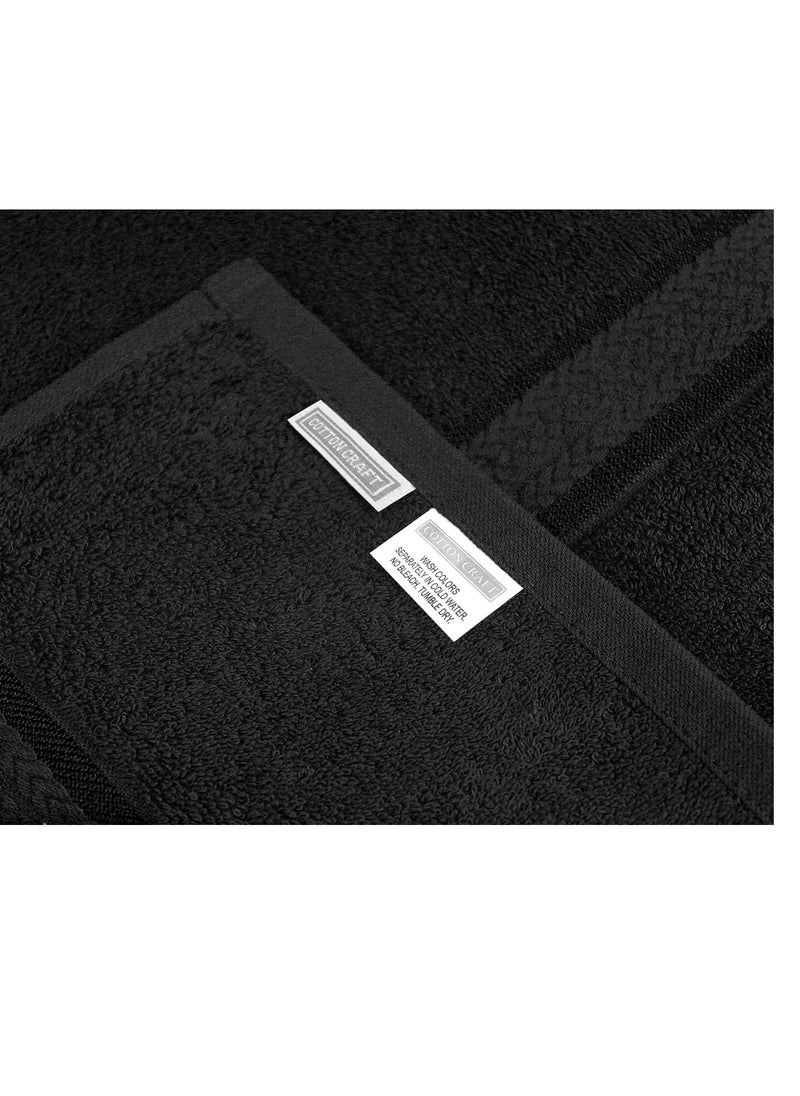 COTTON CRAFT Ultra Soft 12 Pack Wash & Face Cloths 12x12 - Highly Absorbent Bathroom Shower Kitchen Utility Towels - Use Everyday - Easy Care Machine Wash - Premium Ringspun Cotton 580 GSM - Black