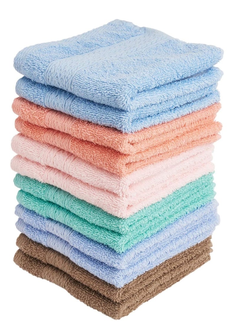 Luxurious Washcloths – Set of 12 – Size 13” x 13” – Thick Loop Pile Washcloth – Absorbent and Soft 100% Ring-Spun Cotton Wash Cloth – Lint Free Face Towel – Wash Cloths Perfect for Bathroom