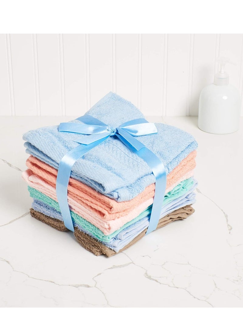 Luxurious Washcloths – Set of 12 – Size 13” x 13” – Thick Loop Pile Washcloth – Absorbent and Soft 100% Ring-Spun Cotton Wash Cloth – Lint Free Face Towel – Wash Cloths Perfect for Bathroom