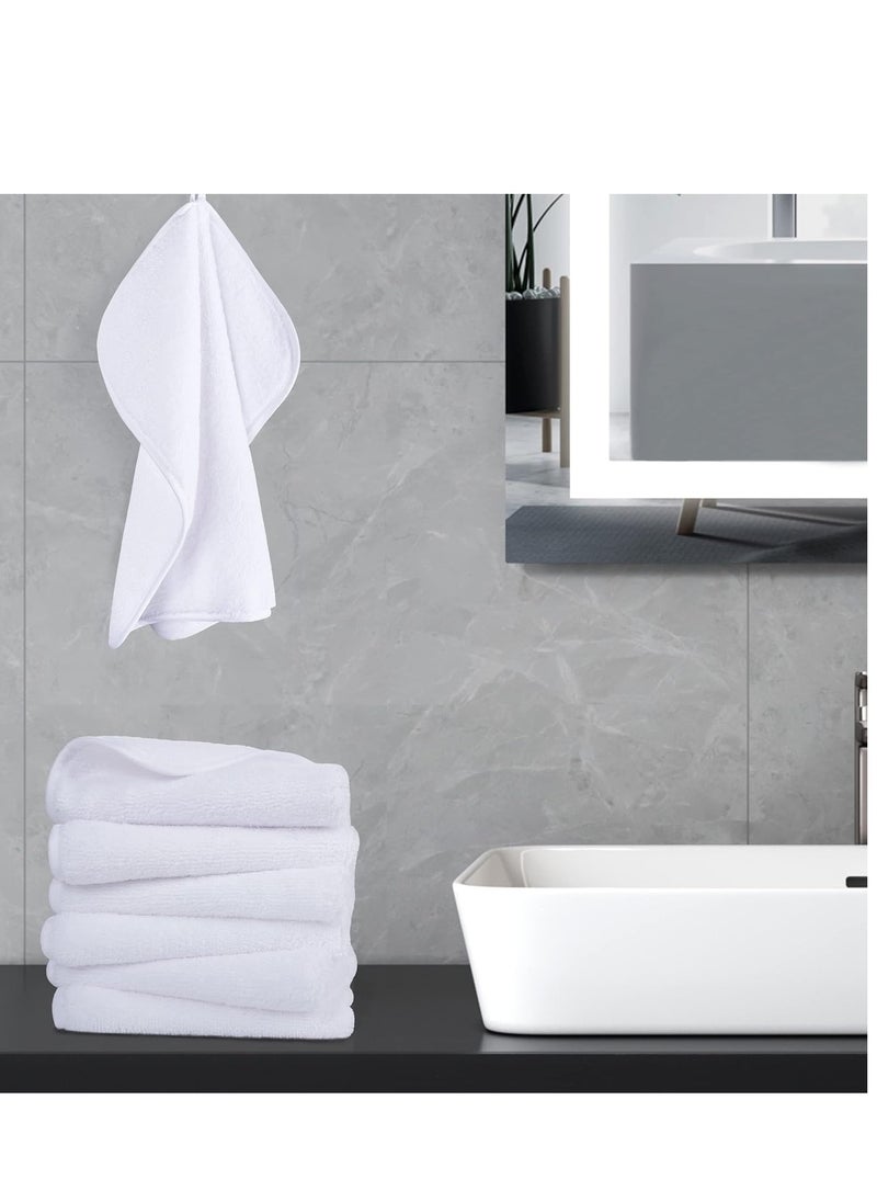 POLYTE Premium Lint Free Microfiber Washcloth Face Towel, 13 x 13 in, Set of 6 (White)