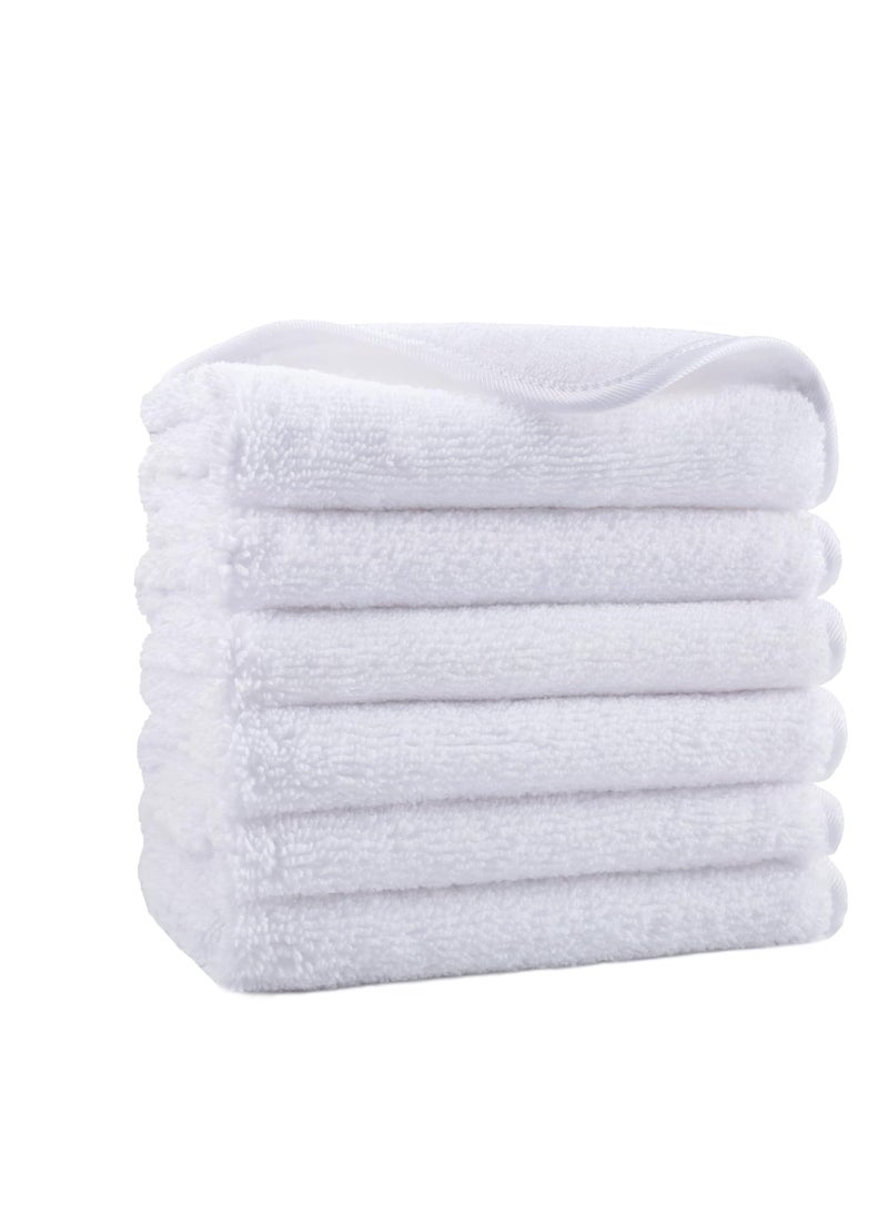 POLYTE Premium Lint Free Microfiber Washcloth Face Towel, 13 x 13 in, Set of 6 (White)
