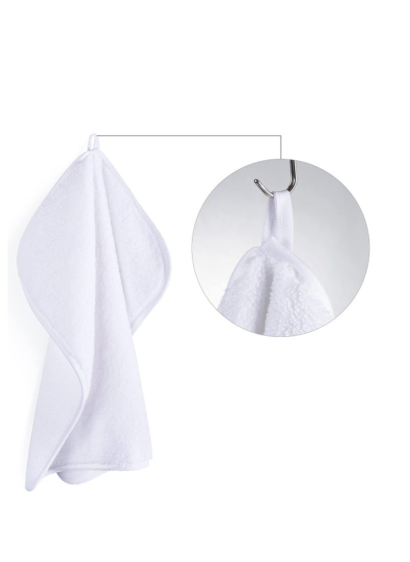 POLYTE Premium Lint Free Microfiber Washcloth Face Towel, 13 x 13 in, Set of 6 (White)
