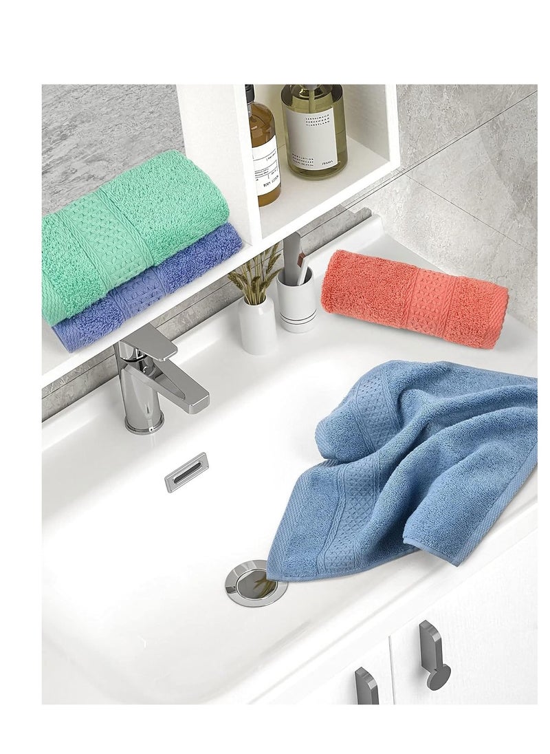 Cleanbear Face-Cloth Washcloths Set,100% Cotton, High Absorbent, 6-Pack 6 Colors, Size13 x13-deep Color