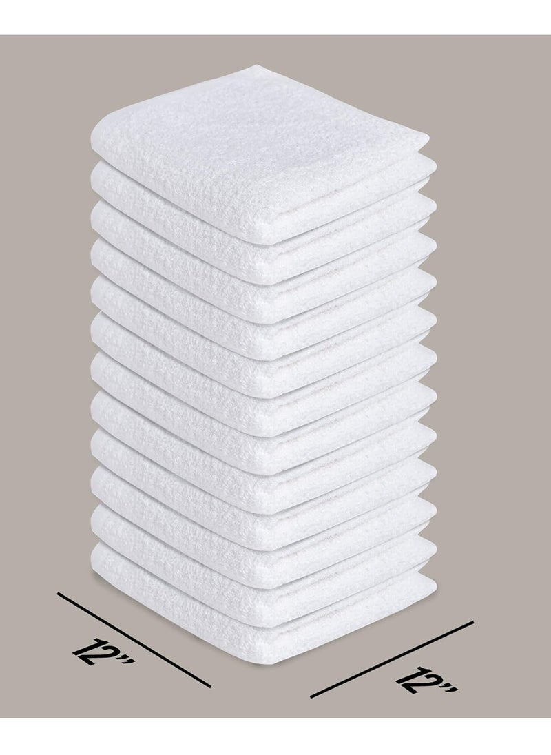 Softolle 100% Cotton Ring Spun Wash Cloths Pack of 24 (12x12 Inches)– Bulk Pack of Washcloths – Wash Cloth for Face, Highly Absorbent, Soft and Face Towels (White)