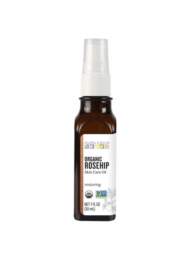 Aura Cacia - Organic Rosehip Oil | Certified Organic & Non-GMO Project Verified Skin Care | 1 fl. oz.