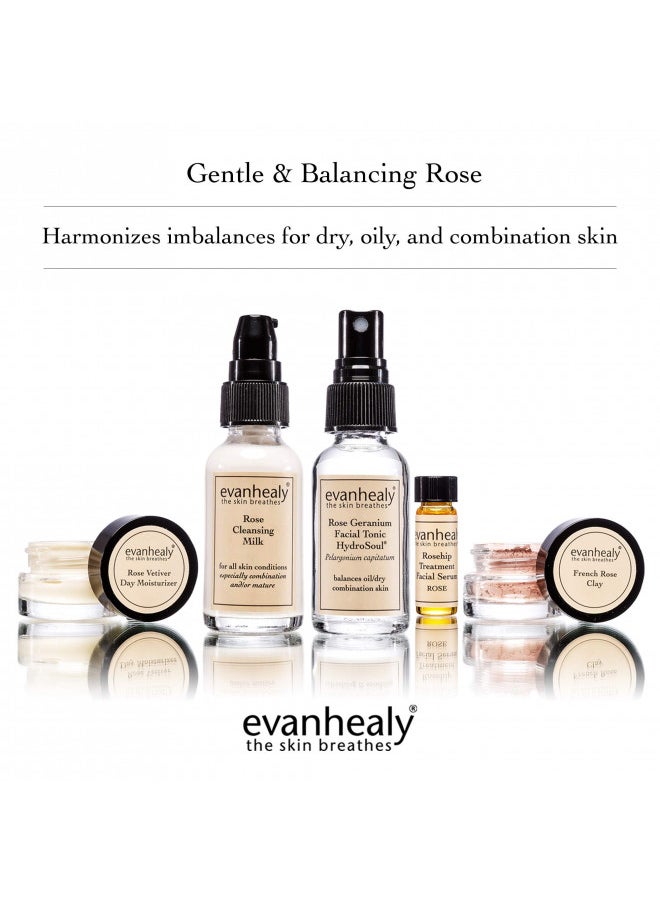 evanhealy Balancing Rose Skin Care Set | 5 Piece Travel Face Care Kit for Combination Skin | Skincare Kit with Facial Mask & Gentle Skin Cleanser | Anti Aging Acne Treatment