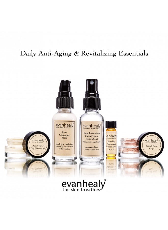 evanhealy Balancing Rose Skin Care Set | 5 Piece Travel Face Care Kit for Combination Skin | Skincare Kit with Facial Mask & Gentle Skin Cleanser | Anti Aging Acne Treatment