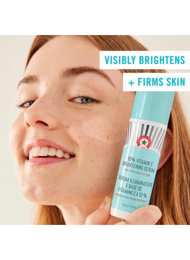 First Aid Beauty 10% Vitamin C Brightening Serum, Safe for Sensitive Skin, Helps Brighten + Visibly Firm Face + Neck, 1.7 oz