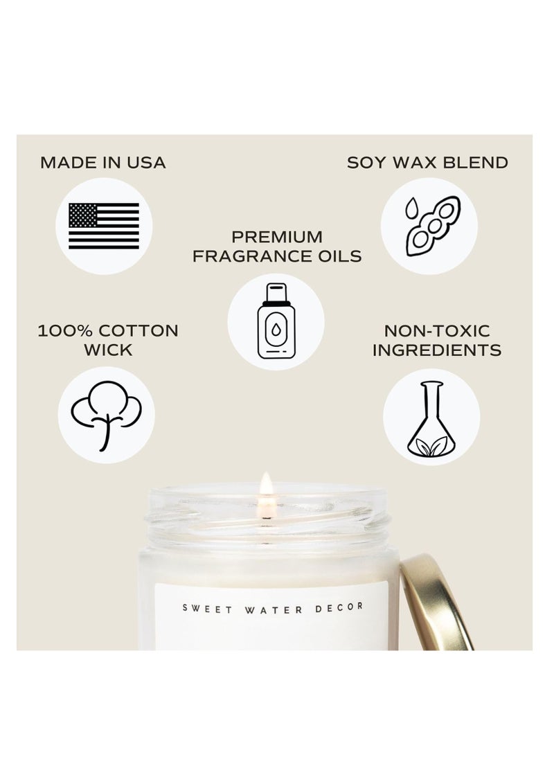 Sweet Water Decor, Be Still and Know, Sea Salt, Jasmine, Cream, and Wood Scented Soy Wax Candle for Home | 9oz Clear Jar, 40 Hour Burn Time, Made in the USA