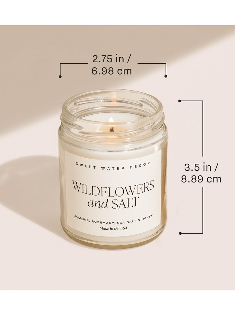 Sweet Water Decor, Be Still and Know, Sea Salt, Jasmine, Cream, and Wood Scented Soy Wax Candle for Home | 9oz Clear Jar, 40 Hour Burn Time, Made in the USA