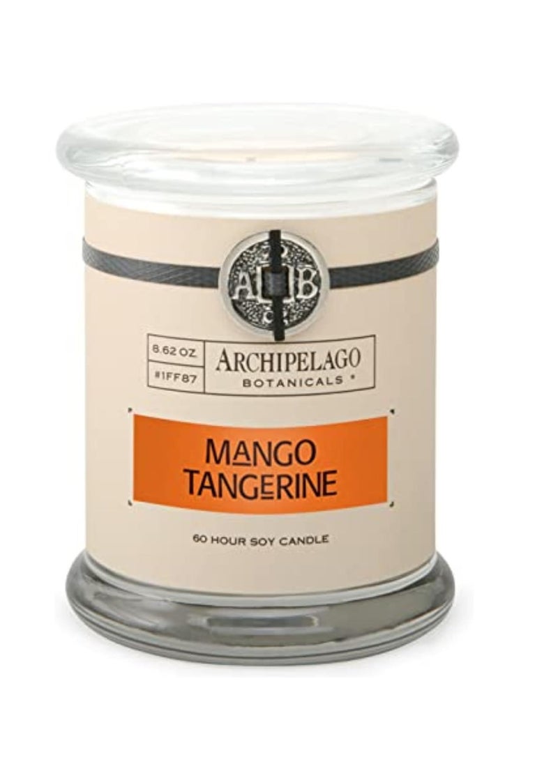 Archipelago Botanicals Soy Candle Hand-Poured Premium Wax, Scented Candle for Home, Burns Approx. 60 Hours, Mango, Tangerine, Glass Candle Jar, 4.5 Inch, 8.6oz