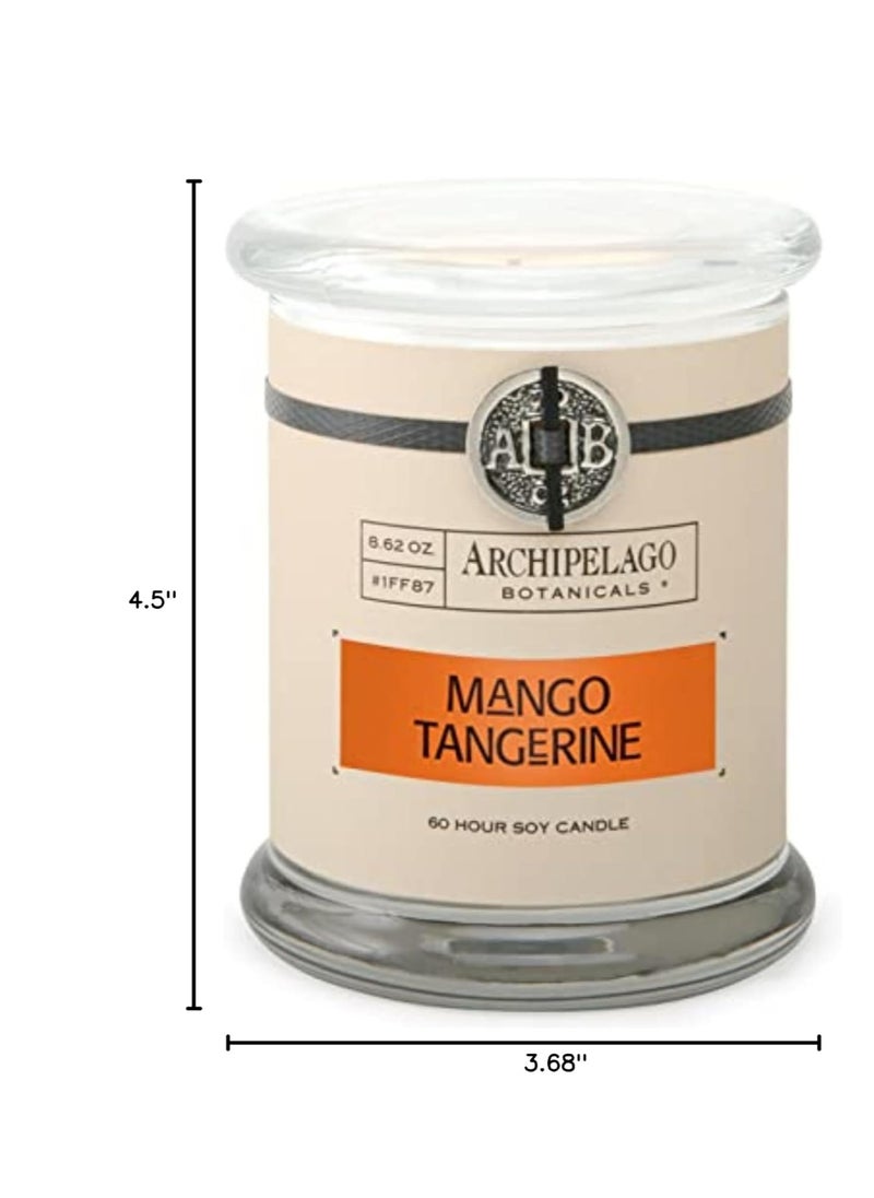Archipelago Botanicals Soy Candle Hand-Poured Premium Wax, Scented Candle for Home, Burns Approx. 60 Hours, Mango, Tangerine, Glass Candle Jar, 4.5 Inch, 8.6oz