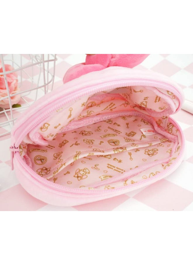 Roffatide Anime My Melody Makeup Bag Portable Small Cosmetic Bag Zipper Pen Pouch Pencil Case For Women Girls