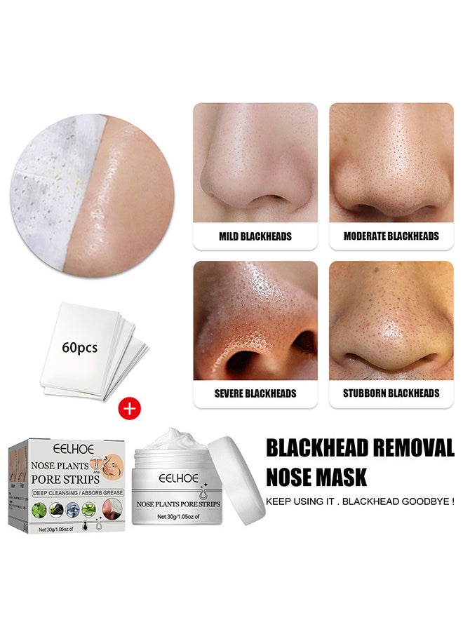 Nose Plants Pore Strips, Deep Cleaning And Shrink Pores, Absore Grease, Remove Blackheads Nose Patch 30g