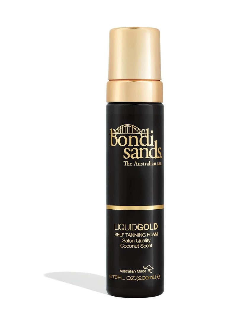 Liquid Gold Self Tanning Foam Enriched with Argan Oil Vegan Cruelty Free Coconut Scent 200mL