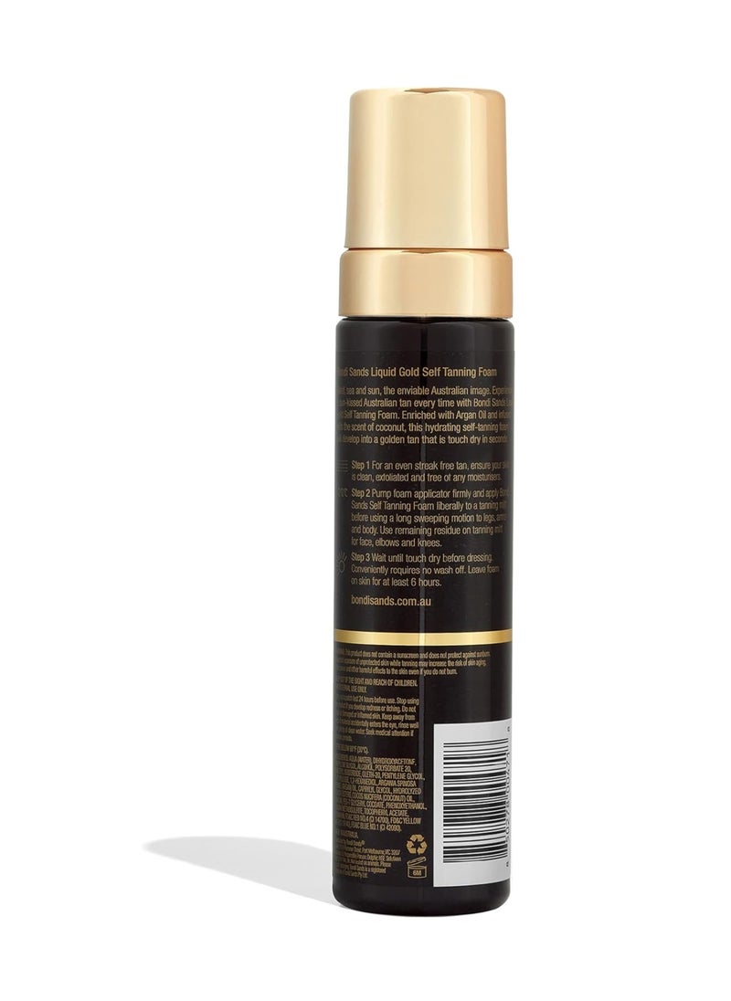 Liquid Gold Self Tanning Foam Enriched with Argan Oil Vegan Cruelty Free Coconut Scent 200mL