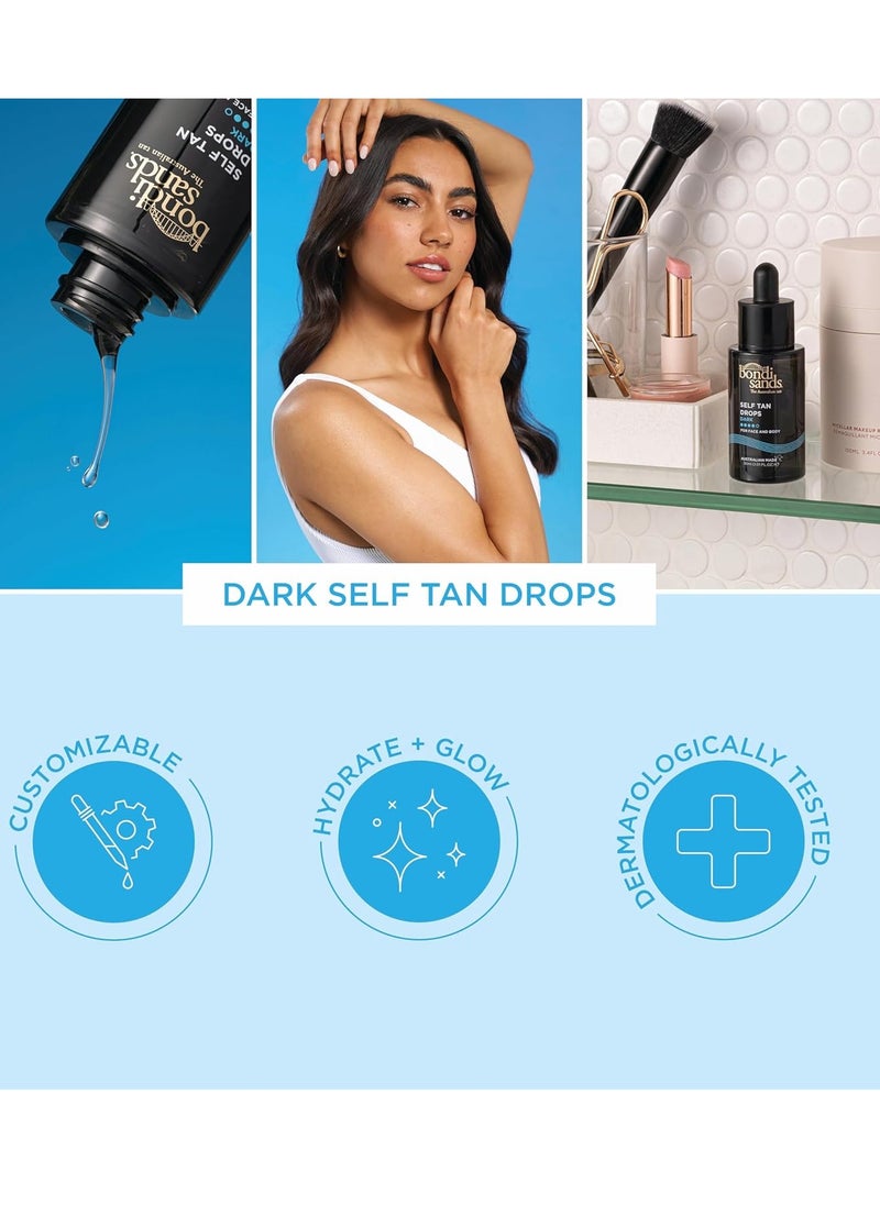 Self Tan Drops Dark 30mL Customisable Glow Suitable for Sensitive Skin Vegan Cruelty Free 30ml 1 01 FL OZ