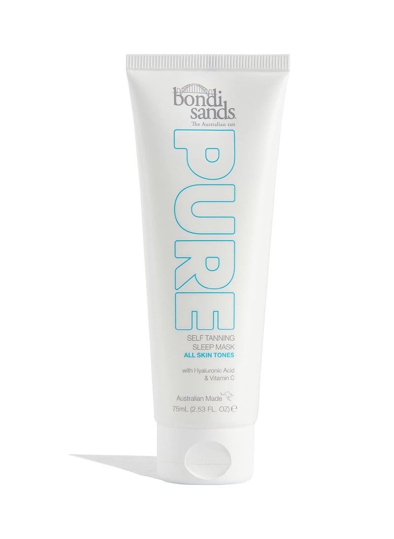 PURE Self Tanning Sleep Mask Hydrating Formula Gives a Natural Glow Overnight Enriched with Cocoa and Shea Butter Hyaluronic Acid and Vitamins C and E Vegan Cruelty Free 75 mL 2 53 Oz