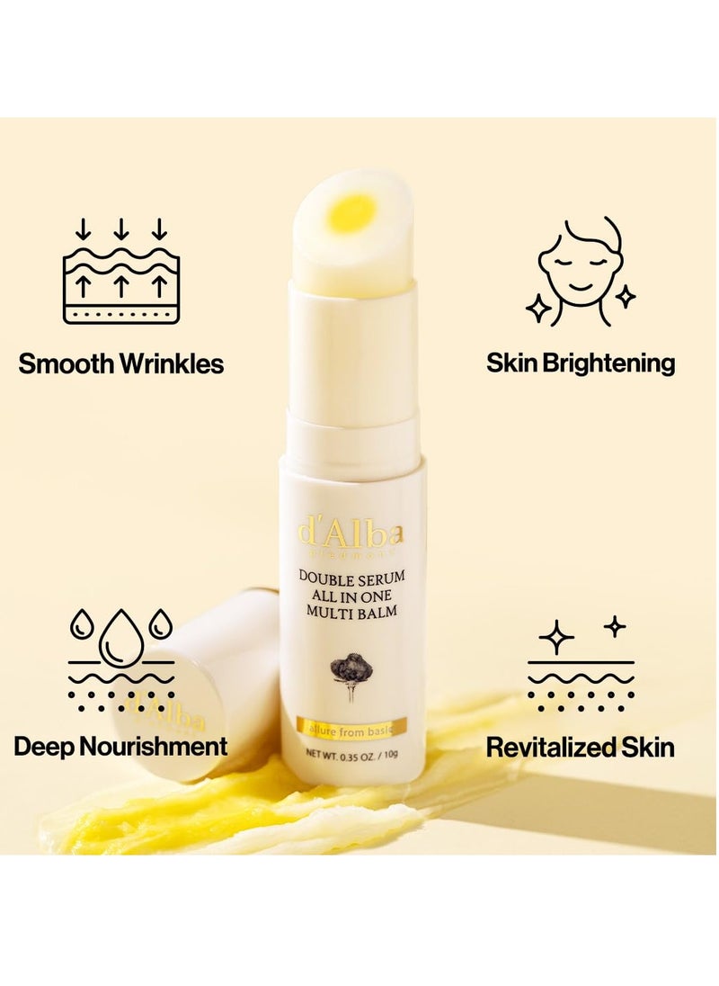 d'Alba Italian White Truffle Double Serum All-in-one Multi Balm, Vegan Skincare with Vitamin C and Vegan Collagen, 3-in-1 Anti Wrinkle, Eye Treatment, Dark Spot Remover