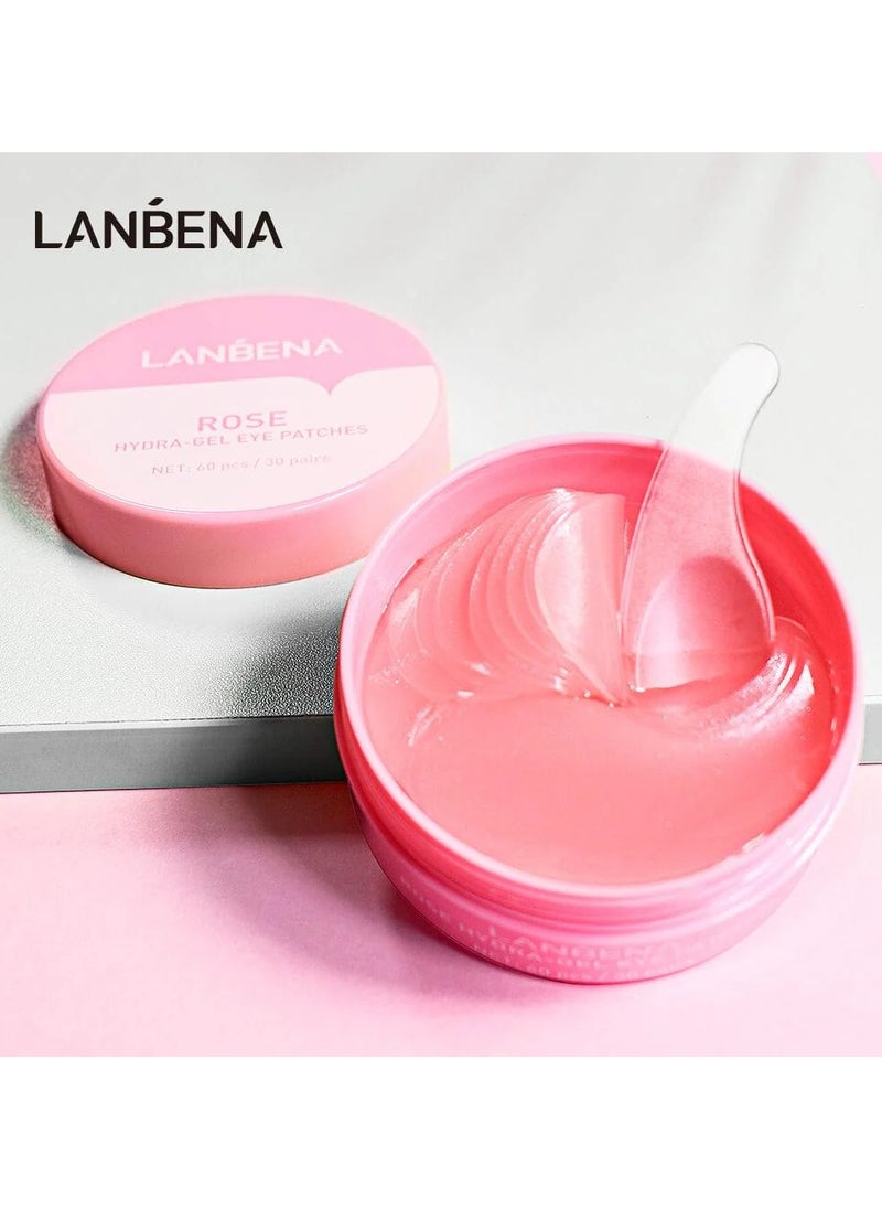 Lanbena Rose Hydra-Gel Eye Patches and Renewing Eye Serum 2 Count