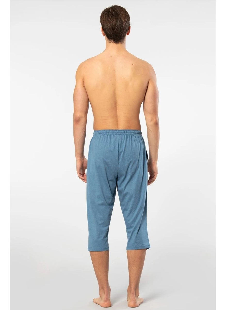 2233 Men's Modal Single Capri Pajama Bottom-Indigo