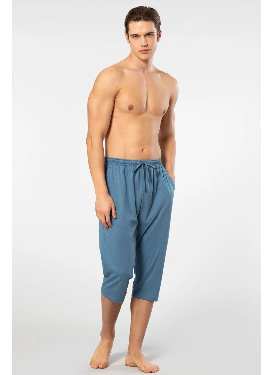 2233 Men's Modal Single Capri Pajama Bottom-Indigo