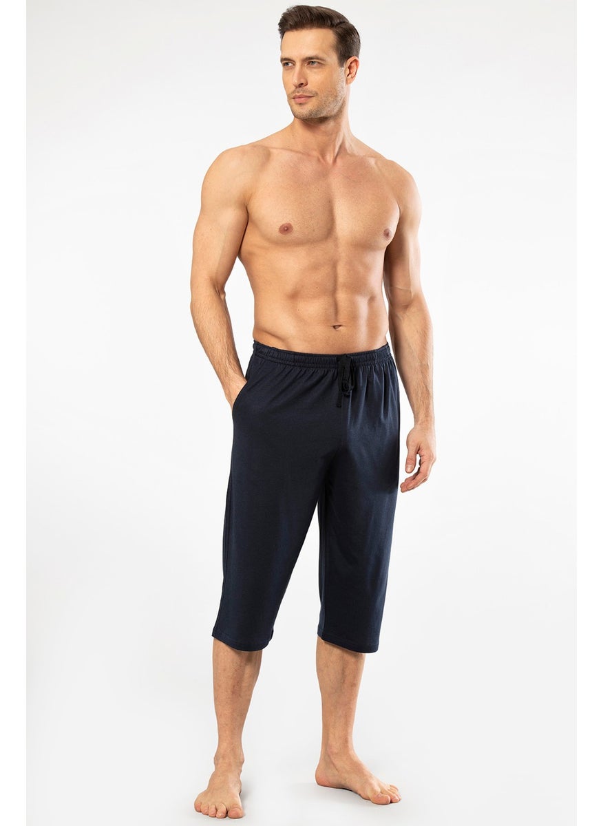 2233 Men's Modal Capri Single Bottom -Navy Blue