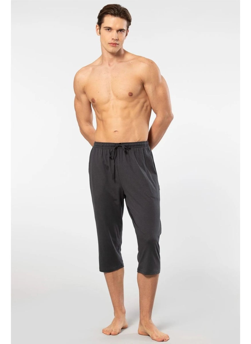 2233 Men's Modal Single Capri Pajama Bottom-Anthracite