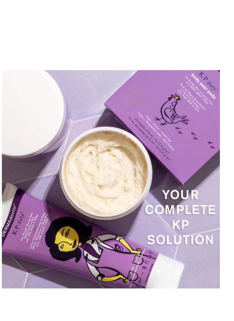 DERMAdoctor KP Bump Eraser Body Scrub and Lotion Kit Dermatologist Formulated Exfoliant | Keratosis Pilaris Treatment For Dry And Bumby Skin 10% AHAs + PHAs