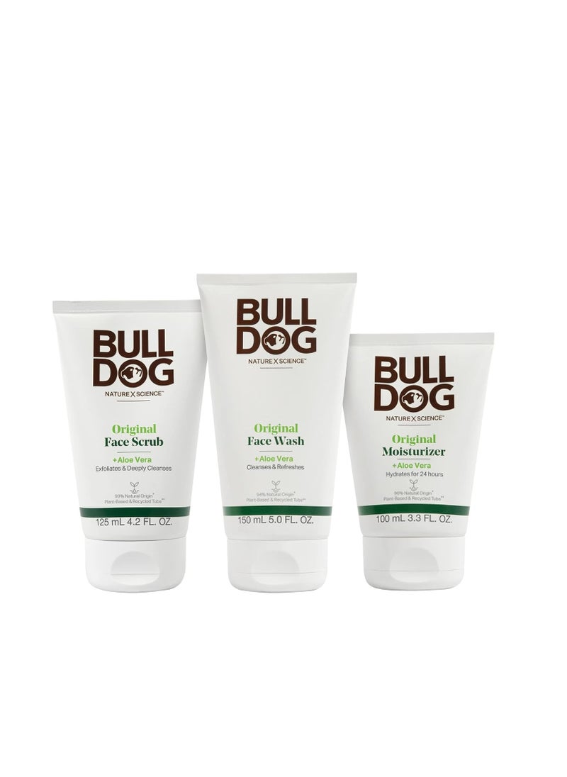 Bulldog Mens Skincare and Grooming Original Full Face Kit with Moisturizer, Face Wash & Face Scrub