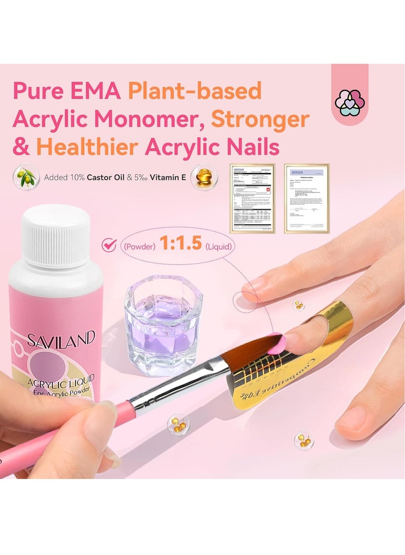 SAVILAND Acrylic Nail Kit with Drill: Professional Nail Kit Acrylic Set for Beginners with Everything Acrylic Powder Gel Nail Polish Nail Decoration U V Nail Light Gift Home Salon Gift Set