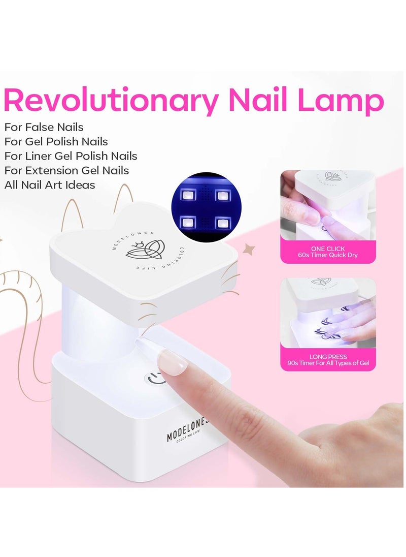 modelones Gel x Nail Kit, Nail Tips and Glue Gel Kit with 4-in-One Nail Glue Gel, 500Pcs Long Coffin Nail, Nail Dehydrator, Ultra-Portable LED Nail Lamp, Gel Nail Extension Kit Salon Gifts for Women