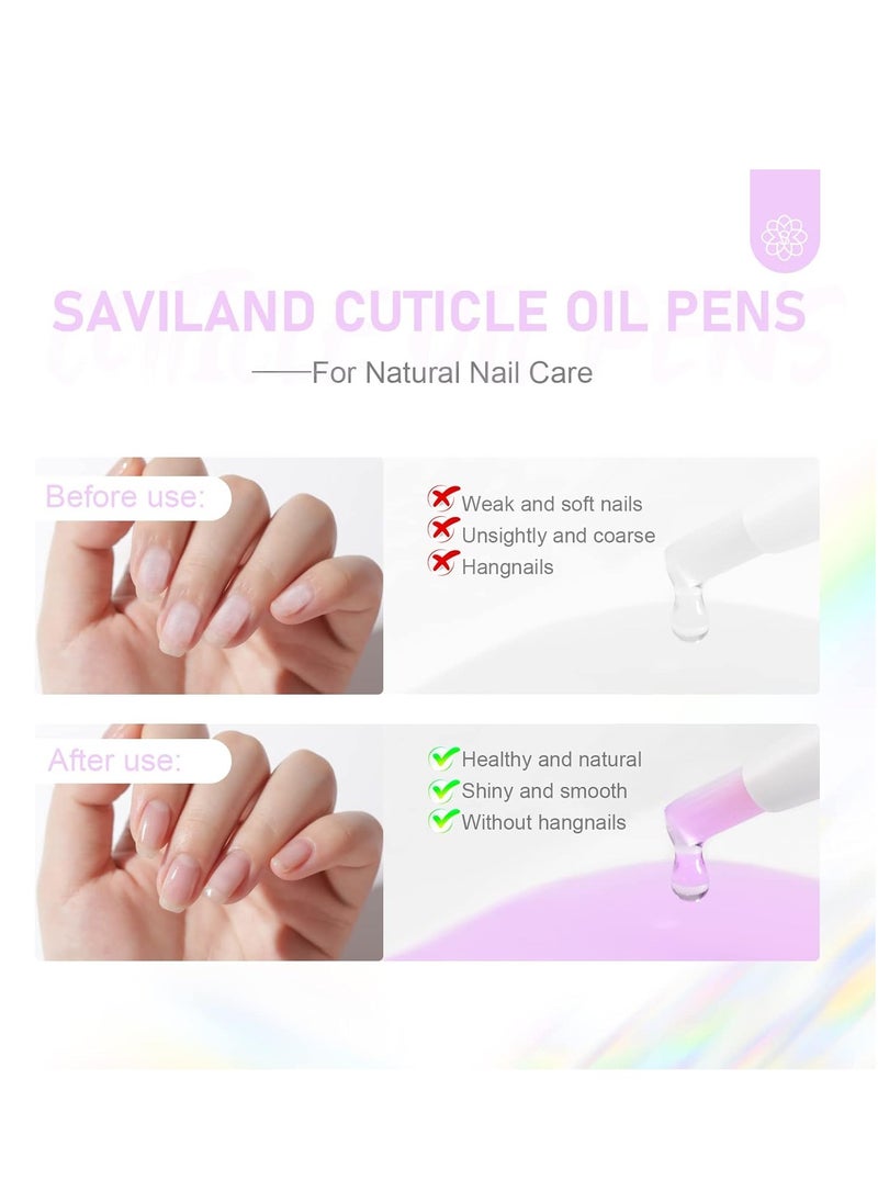 SAVILAND Natural Cuticle Oil Pen: 6PCS Revitalizing Cuticle Oil for Nails with Vitamin E Repaired Cuticles Overnight Cuticle Softener Nail Strengthener Protector for Damaged Skin Thin Nail