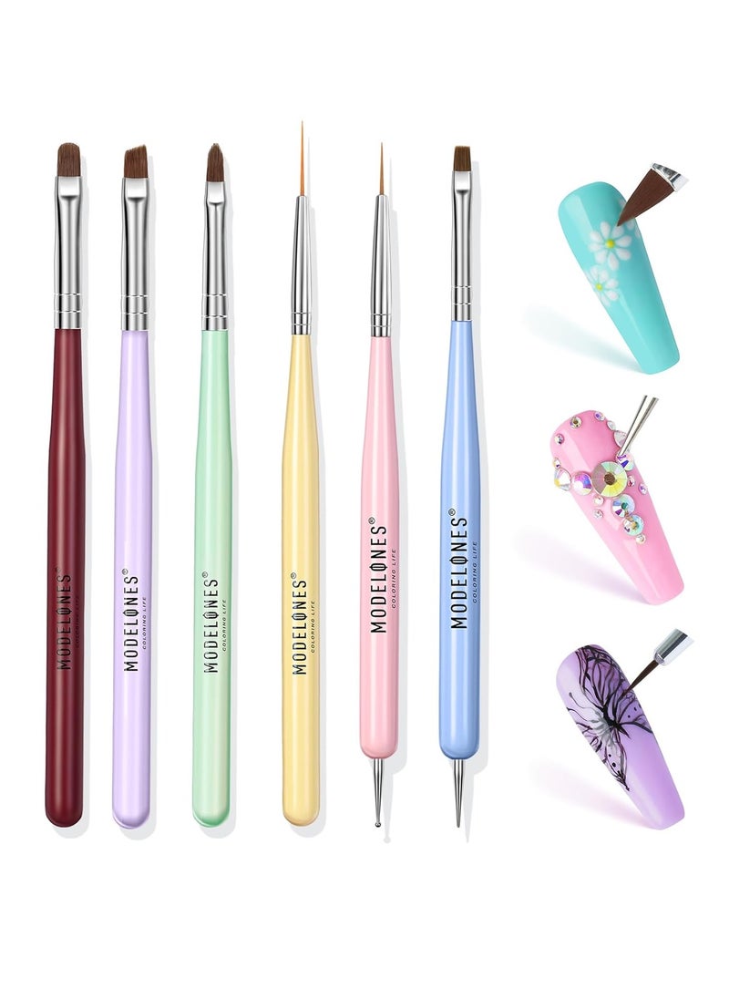 Modelones Nail Art Brush Set, Nail Art Tools with Nail Polish Brush, Nail Extension Gel Brush, Nail Liner Brush, Nail Carved Brush, Nail Dotting Pen, and Builder Nail Gel Brush for Salon at Home DIY