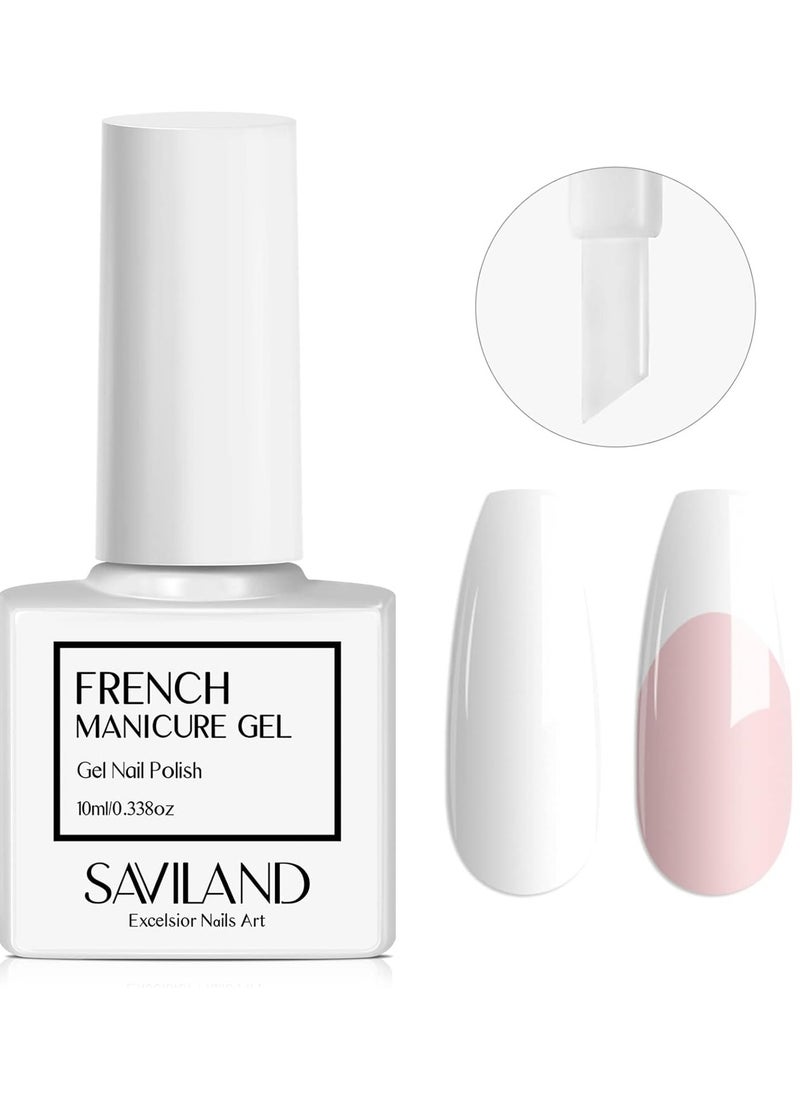 SAVILAND French Gel Nail Polish: 1PC 10 ML White Gel Polish Easy French Smile Line in 5s French Tip Nail Tool French Nails U V LED Gel French Tip Nail Art Nail Supplies for Starter Professional Gift