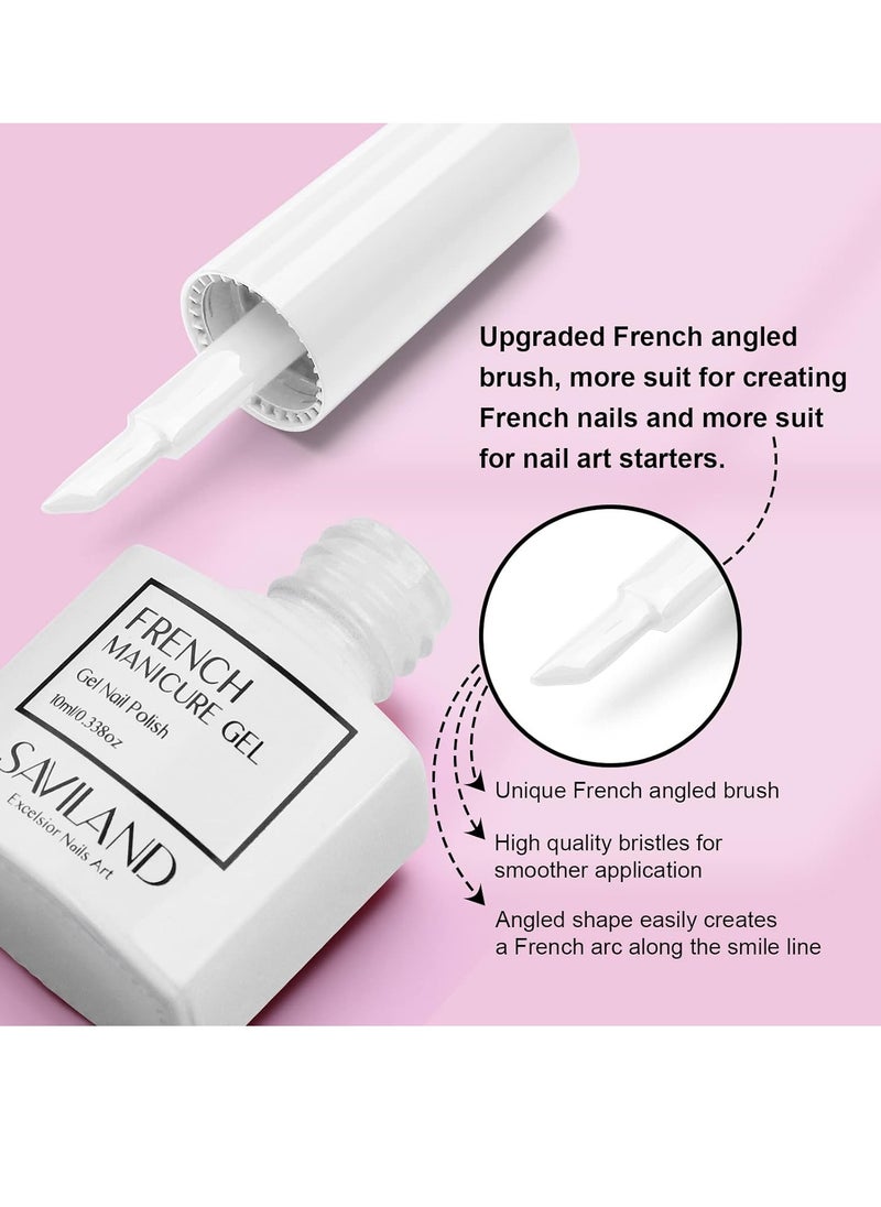 SAVILAND French Gel Nail Polish: 1PC 10 ML White Gel Polish Easy French Smile Line in 5s French Tip Nail Tool French Nails U V LED Gel French Tip Nail Art Nail Supplies for Starter Professional Gift