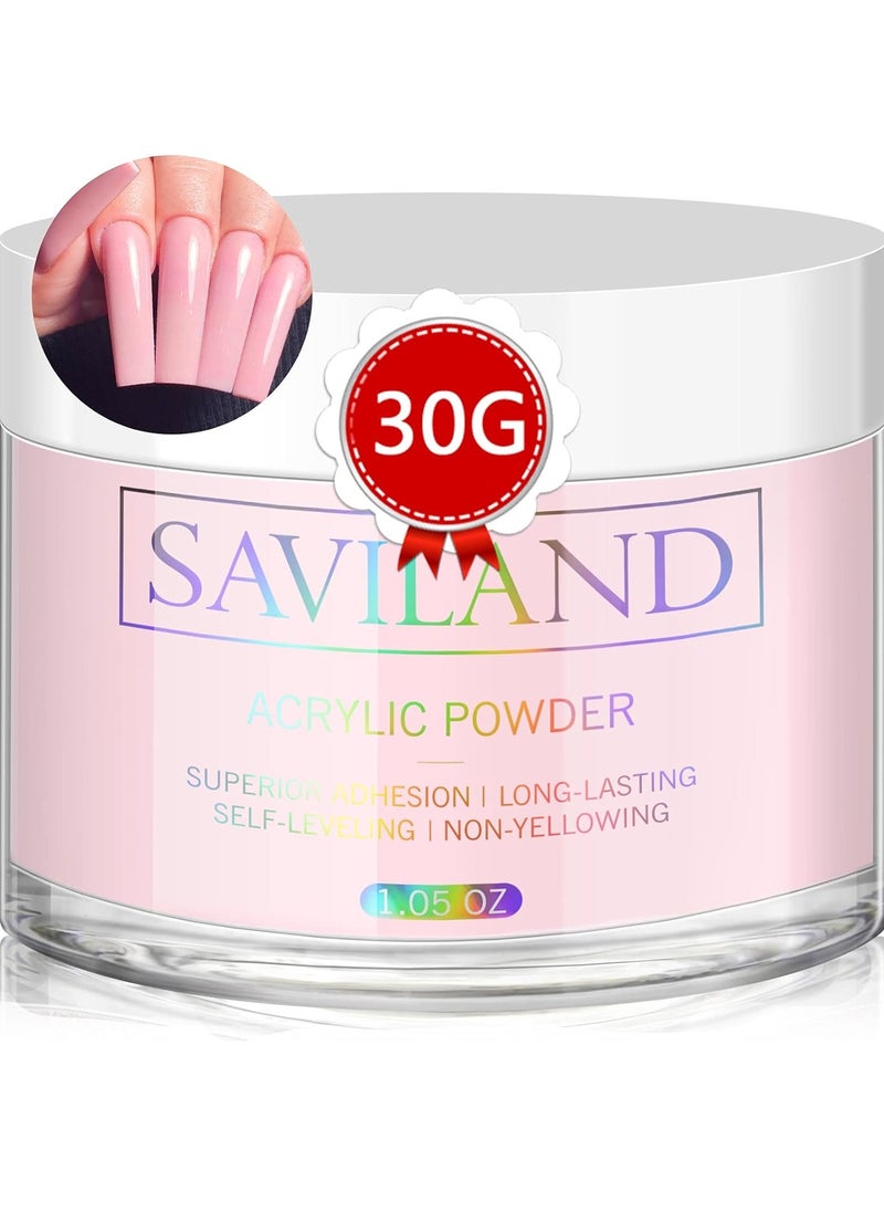 Saviland Pink Acrylic Powder - 30g Professional Colored Acrylic Nail Powder for Acrylic Nails Extension, 3D Nail Art Acrylic Polymer Powder, No Need Nail Lamp