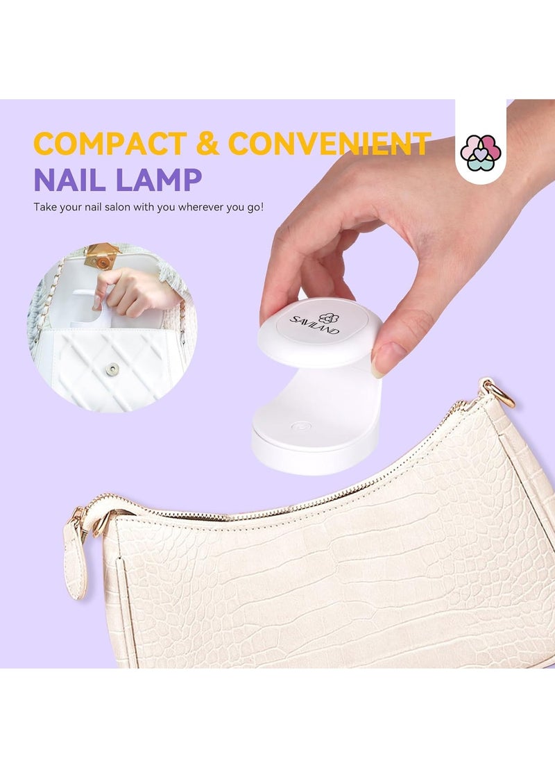 Saviland Mini Nail Lamp, Quick-Dry Gel Nail Lamp 16W, Portable U V Light for Easy and Fast Nail Extension, U V LED Curing Lamp for Manicure Starters DIY Nail Art