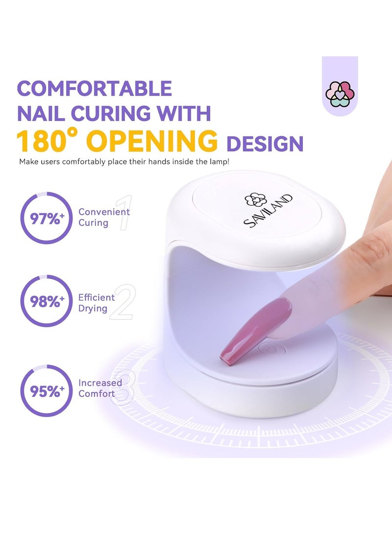 Saviland Mini Nail Lamp, Quick-Dry Gel Nail Lamp 16W, Portable U V Light for Easy and Fast Nail Extension, U V LED Curing Lamp for Manicure Starters DIY Nail Art