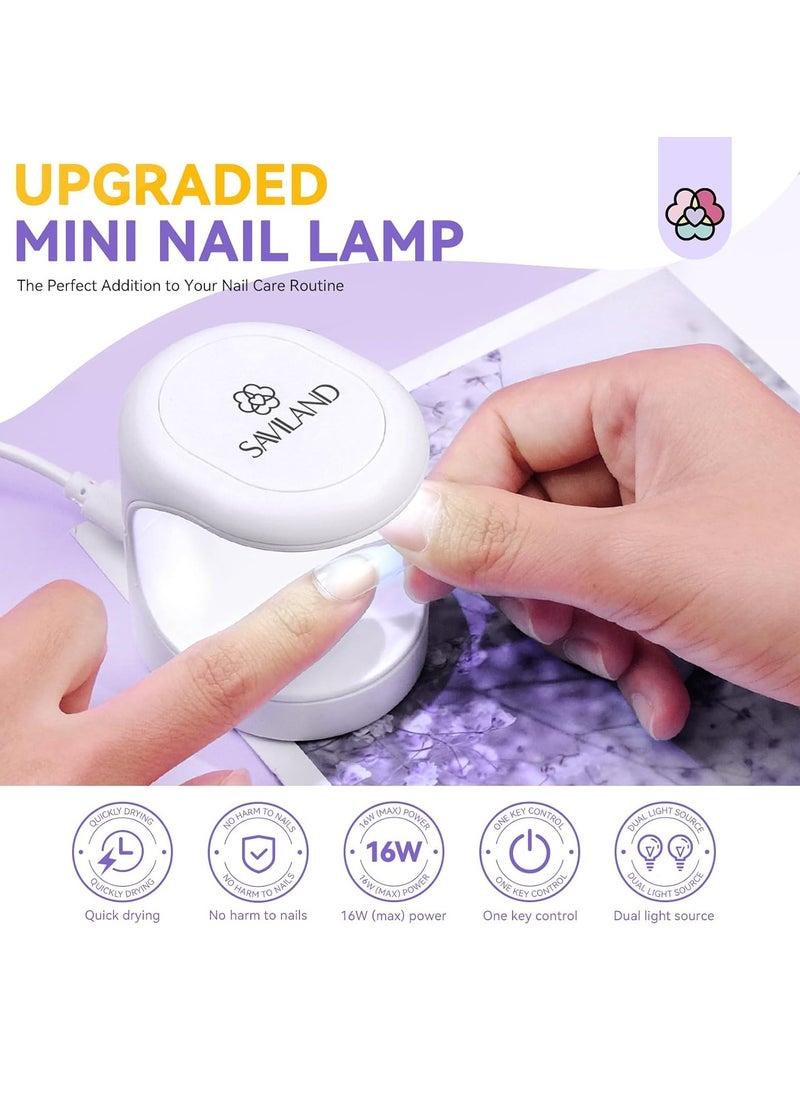 Saviland Mini Nail Lamp, Quick-Dry Gel Nail Lamp 16W, Portable U V Light for Easy and Fast Nail Extension, U V LED Curing Lamp for Manicure Starters DIY Nail Art