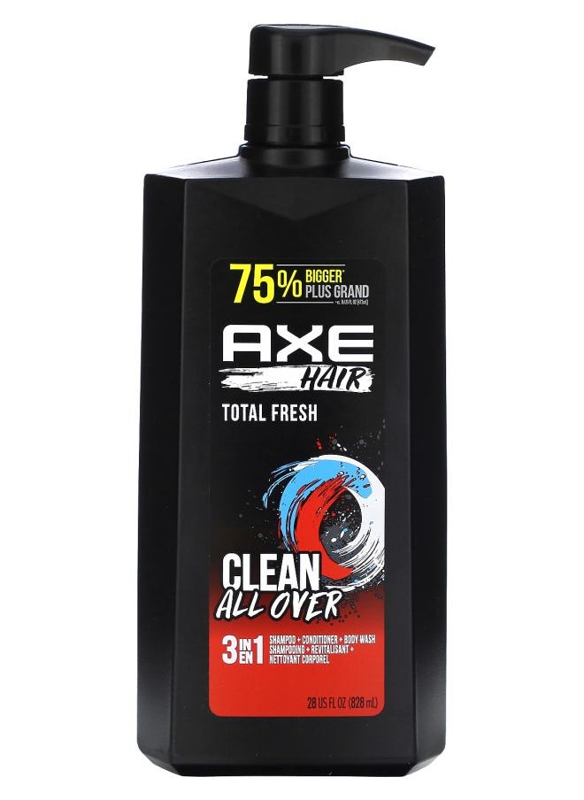 Hair Clean All Over 3 in 1 Shampoo + Conditioner + Body Wash Total Fresh 28 fl oz (828 ml)