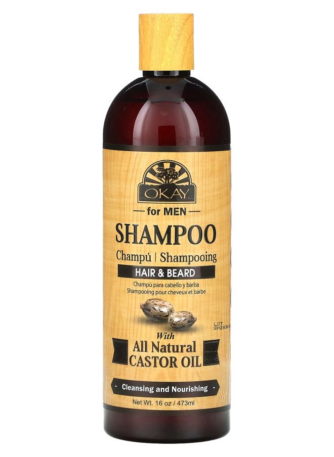 For Men Shampoo Hair & Beard with All Natural Castor Oil 16 oz (473 ml)