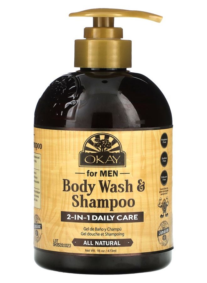 Body Wash & Shampoo for Men 16 oz (473 ml)