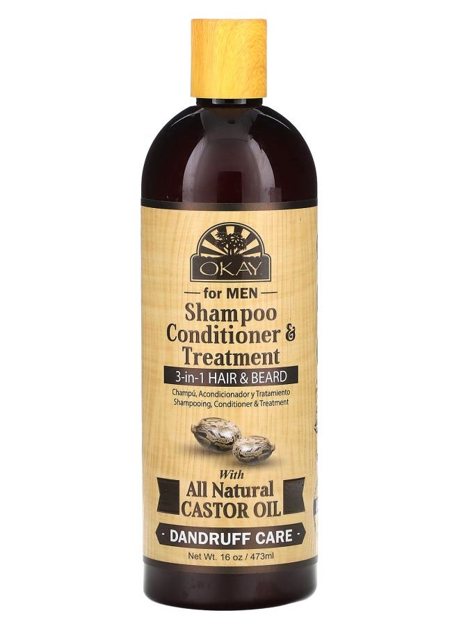 Shampoo Conditioner & Treatment 3-in-1 Hair & Beard For Men 16 oz (473 ml)